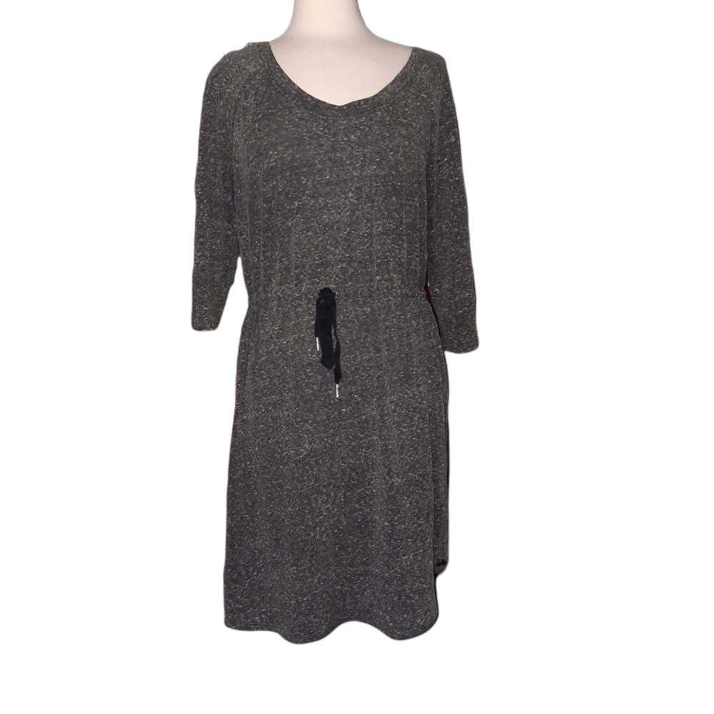 Pure Energy 1X Athletic Midi Dress Gray White Relaxed Sustainable Essential Chic